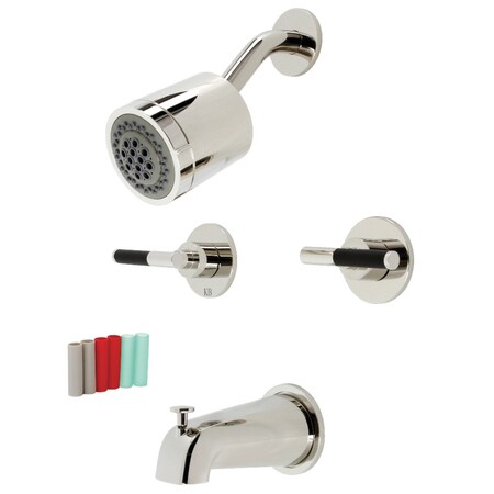 Kingston Brass Two-Handle Tub and Shower Faucet, Polished Nickel KBX8146CKL